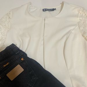 White button up cover top.